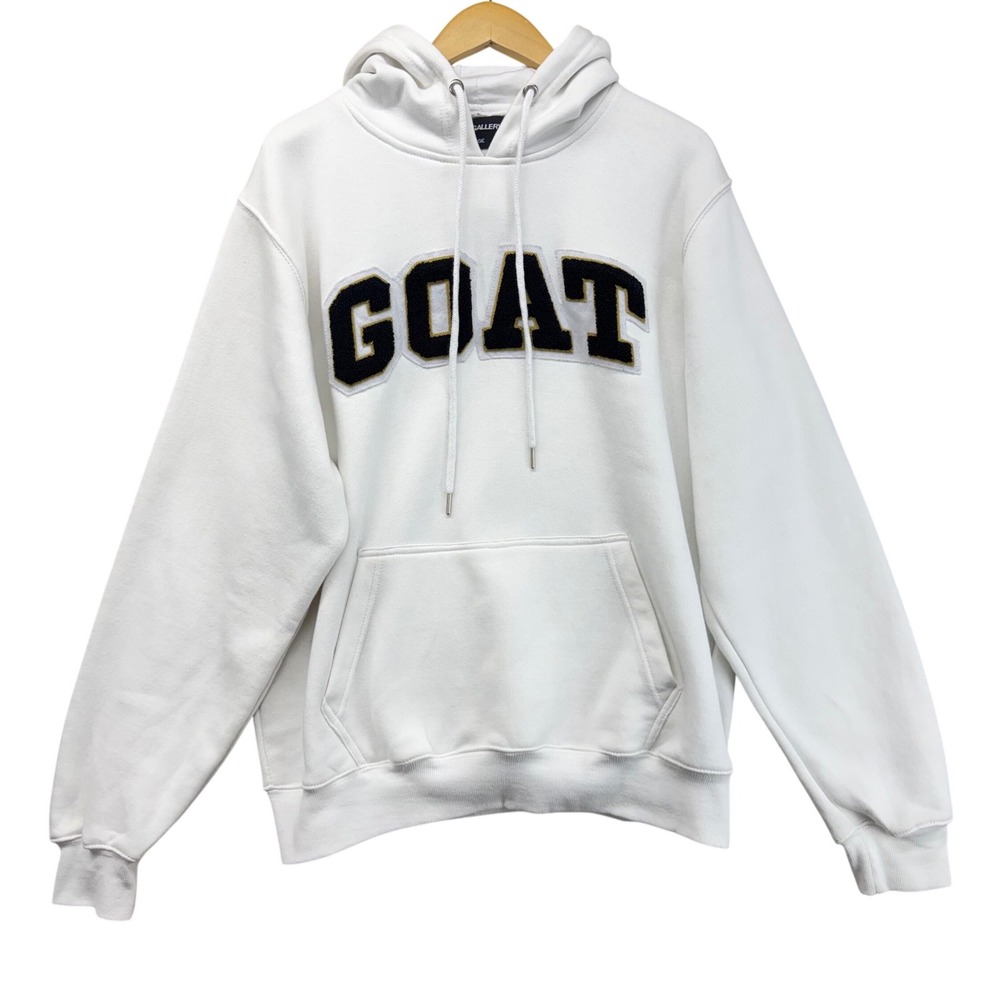 Sneak Gallery GOAT Hoodie White Chenille Patch Pullover Sweatshirt Mens Large